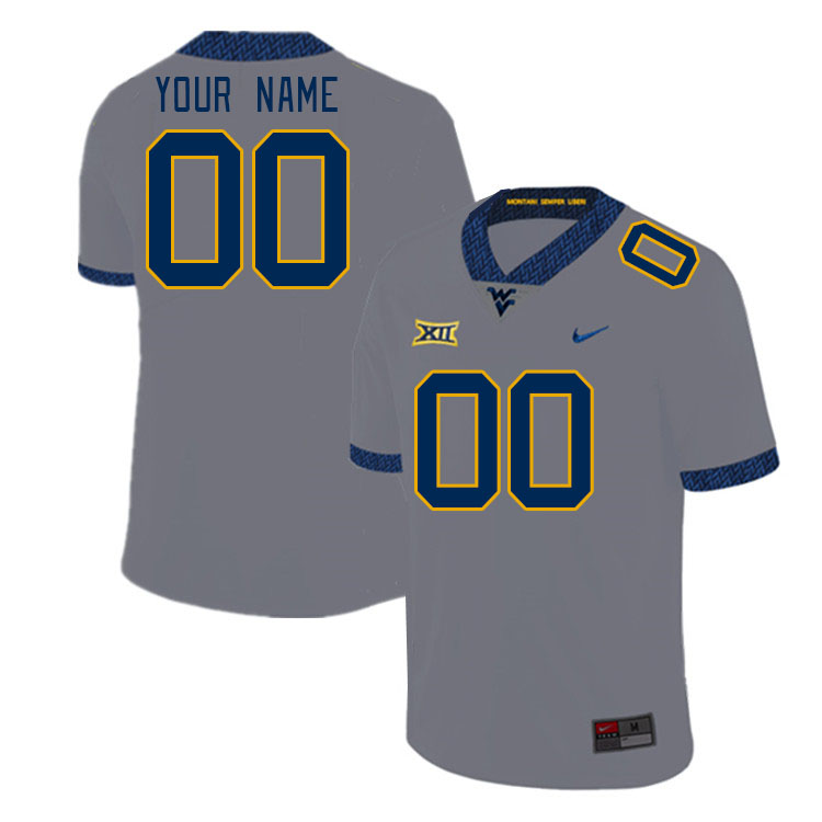Custom West Virginia Mountaineers Name And Number College Football Jerseys Stitched-Gray